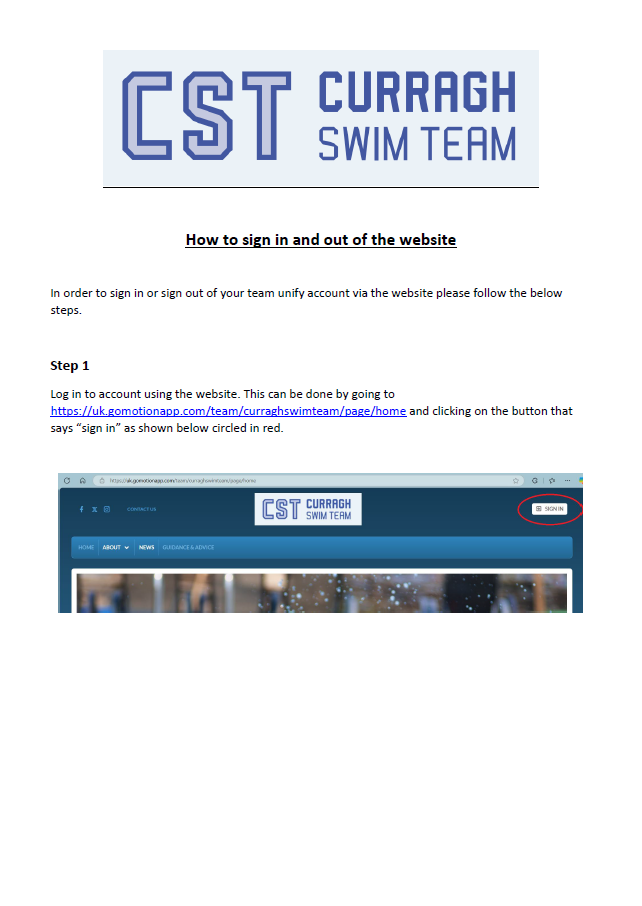 How To Sign in via the Website Guide Front Page