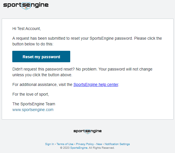 Reset Password Email